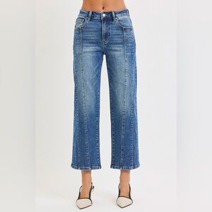 RISEN High Rise Crop Straight Jeans